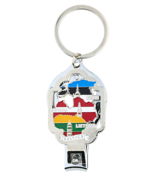 Baltijas atslēgu piekariņš ar nagu šķērītēm un pudeles attaisāmo