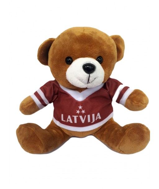 Brūns pliša lācis ar Latviju kreklu