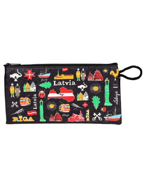 Latvijas suvenīru penālis – kosmētikas somiņa ar Rīgas dizainu