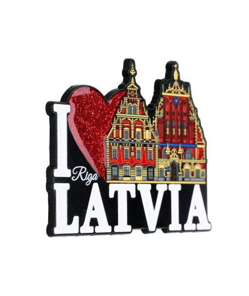 Magnēts I Love Latvia Riga ar Melngalvju nama attēlu