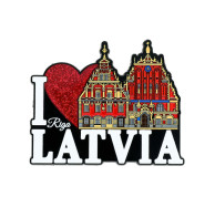 Magnēts I Love Latvia Riga ar Melngalvju nama attēlu Magnēts I Love Latvia Riga ar Melngalvju nama attēlu