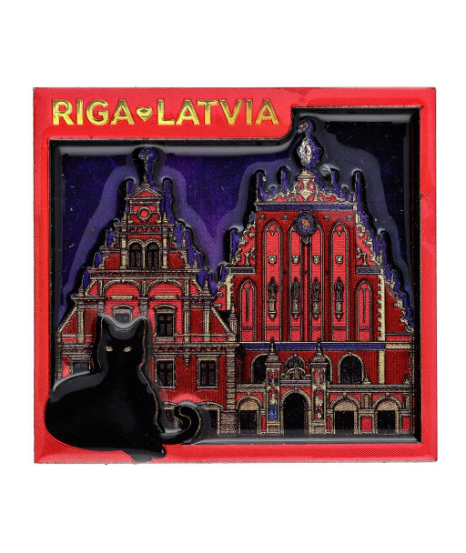 Rīgas Melngalvju nama magnēts ar melno kaķi