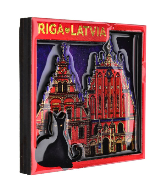 Rīgas Melngalvju nama magnēts ar melno kaķi