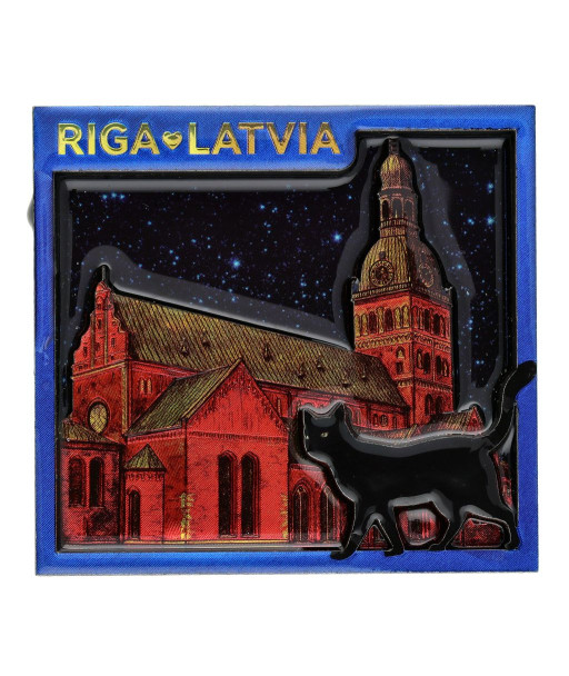 Rīgas Doma katedrāles ledusskapja magnēts ar melno kaķi