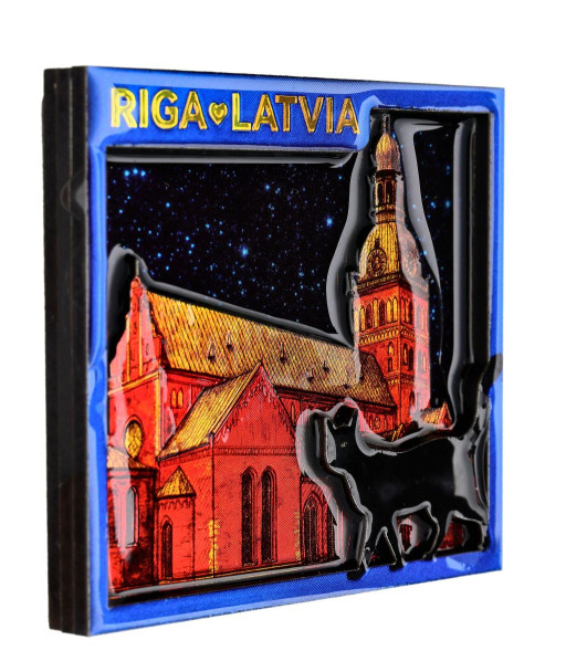 Rīgas Doma katedrāles ledusskapja magnēts ar melno kaķi