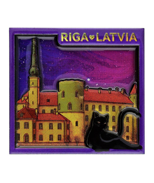 Rīgas pils ledusskapja magnēts ar melno kaķi