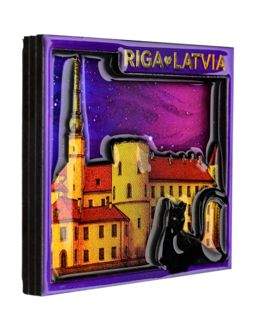 Rīgas pils ledusskapja magnēts ar melno kaķi