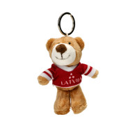 Atslēgu piekariņš lāčuks ar Latvijas karoga krāsu kreklu Atslēgu piekariņš lāčuks ar Latvijas karoga krāsu kreklu