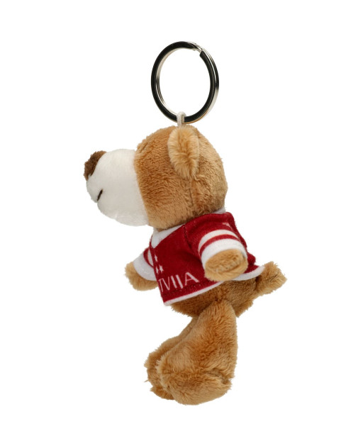 Atslēgu piekariņš lāčuks ar Latvijas karoga krāsu kreklu