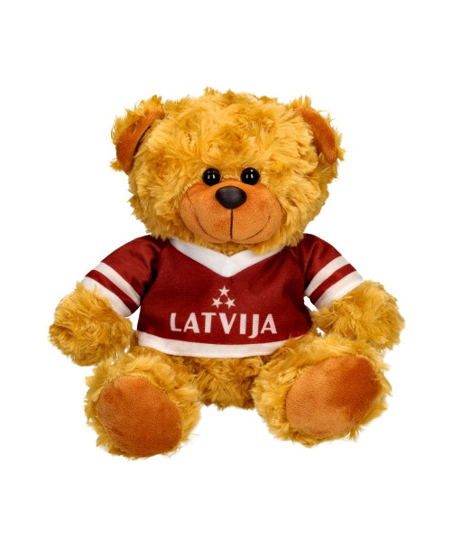 Pliša lācis ar Latviju kreklu