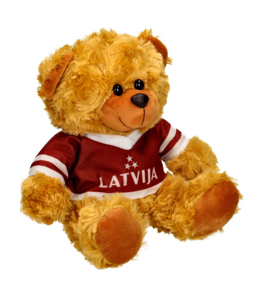 Pliša lācis ar Latviju kreklu